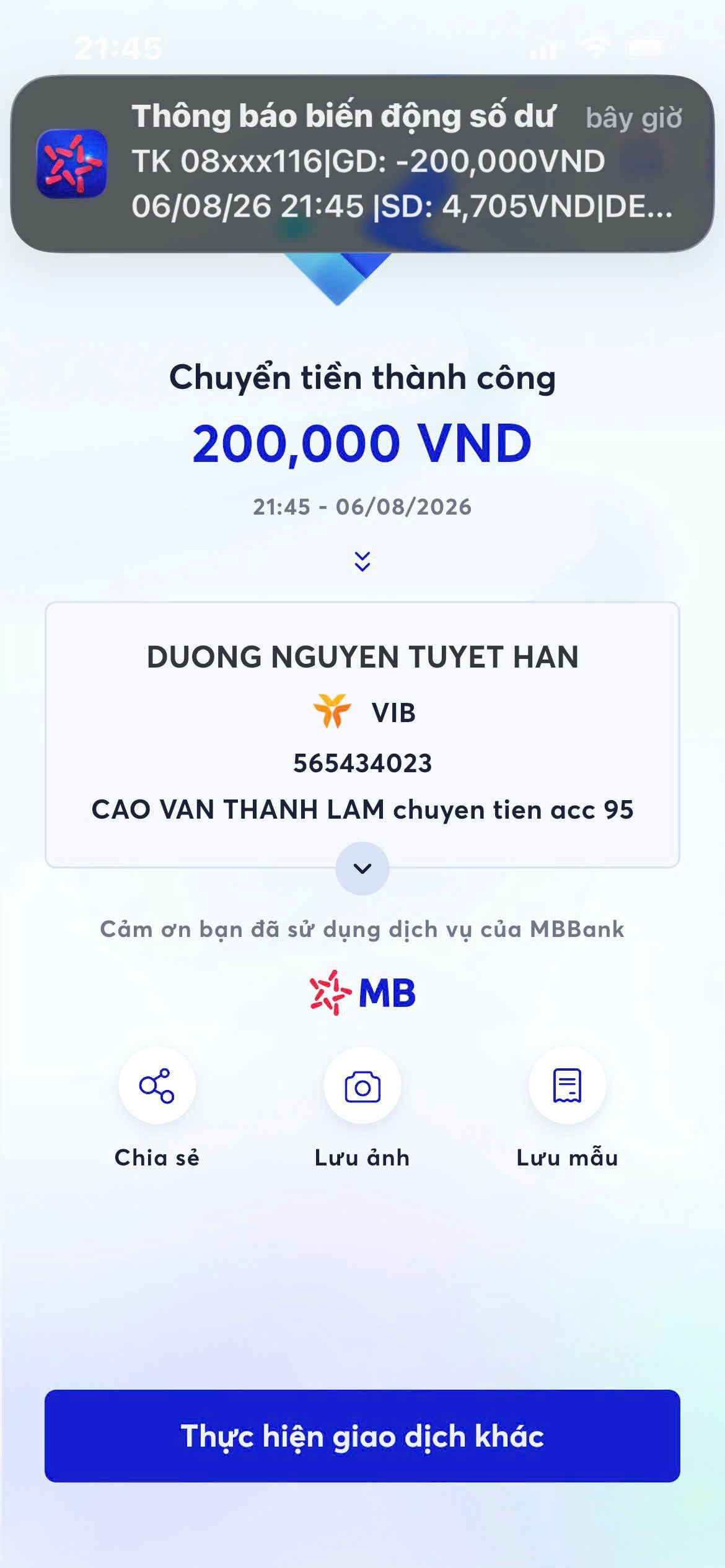 Bằng chứng giao dịch